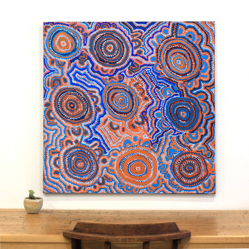 Aboriginal Artwork by Jeani Napangardi Lewis, Mina Mina Jukurrpa - Ngalyipi, 91x91cm