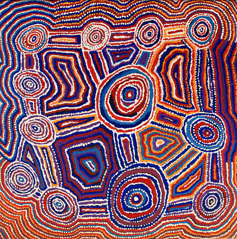Aboriginal Artwork by Jeani Napangardi Lewis, Mina Mina Jukurrpa - Ngalyipi, 91x91cm