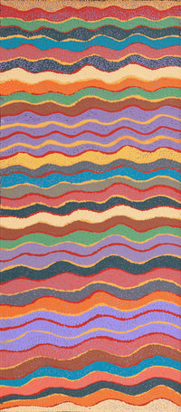 Aboriginal Artwork by Jeannie Wareenie Ross, Ngapa Tjukurrpa - Water Dreaming, 91x40cm