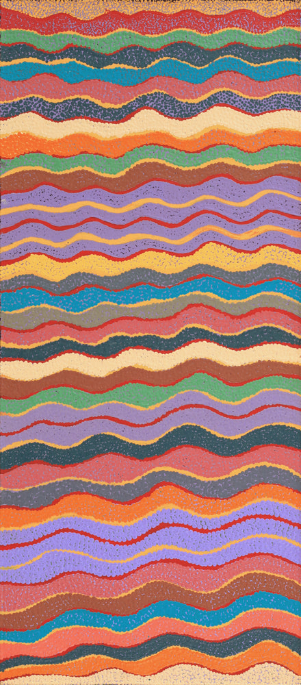 Aboriginal Artwork by Jeannie Wareenie Ross, Ngapa Tjukurrpa - Water Dreaming, 91x40cm