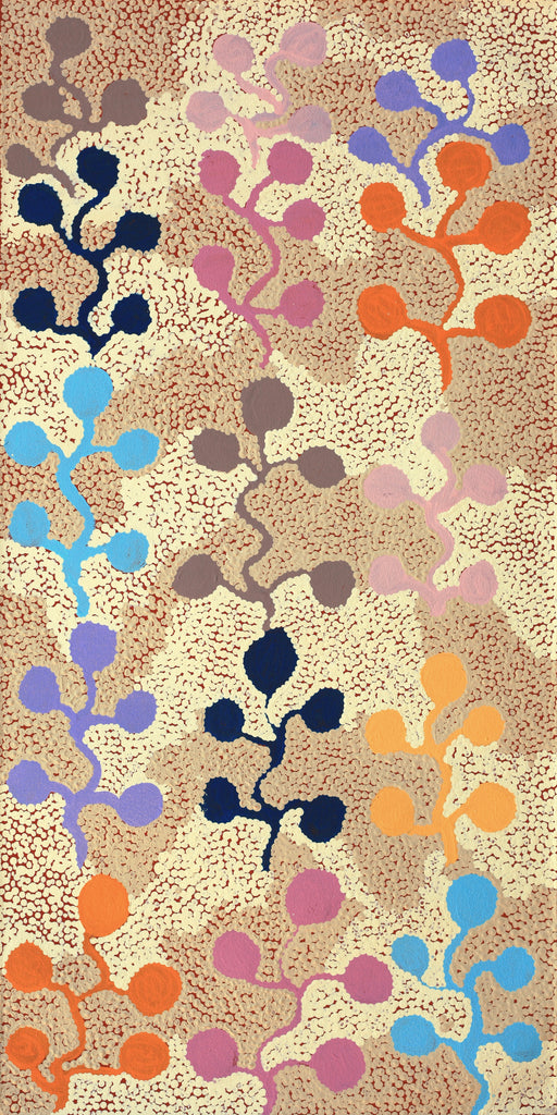 Aboriginal Artwork by Jeannie Wareenie Ross, Bush-flowers and Seeds, 80x40cm - ART ARK®
