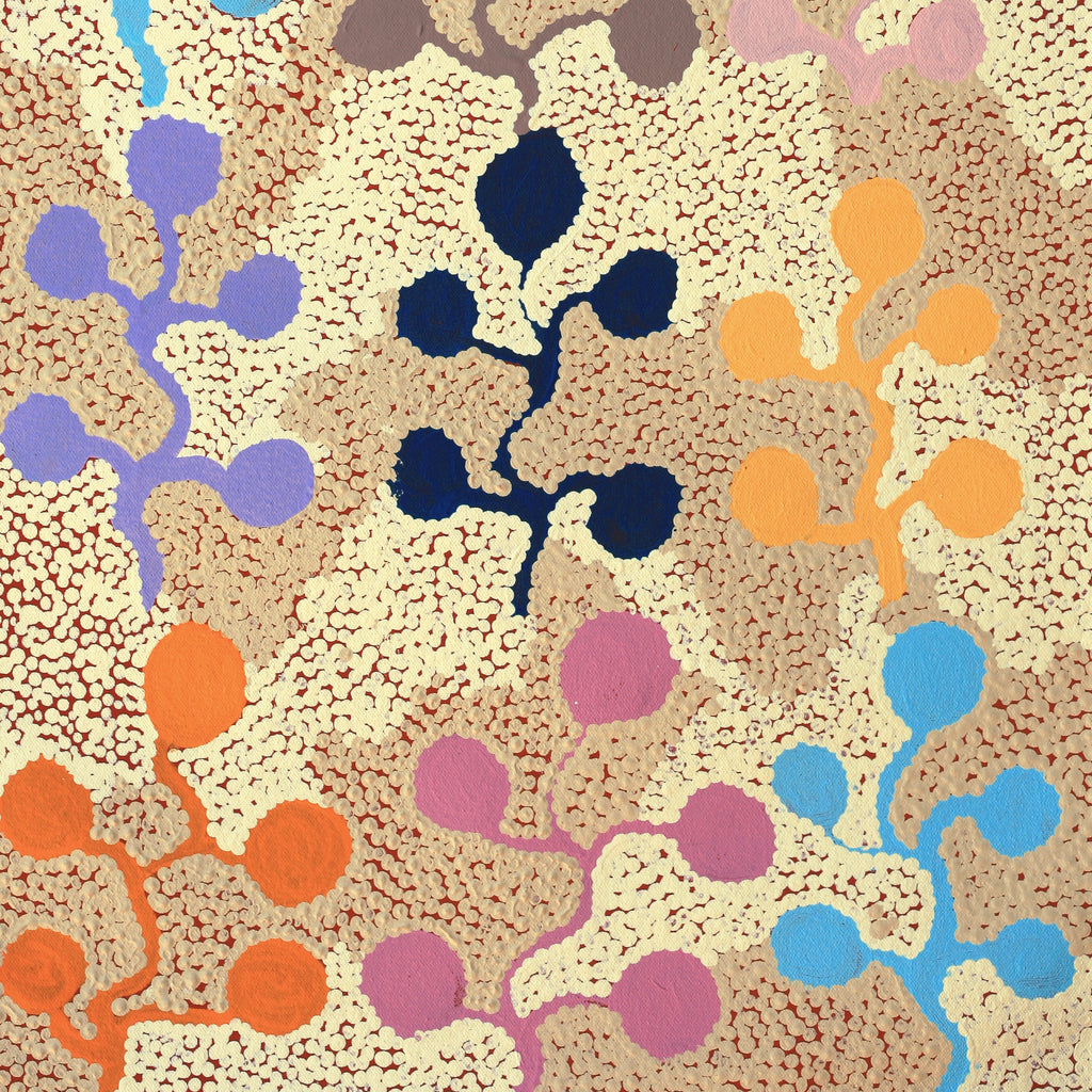 Aboriginal Artwork by Jeannie Wareenie Ross, Bush-flowers and Seeds, 80x40cm