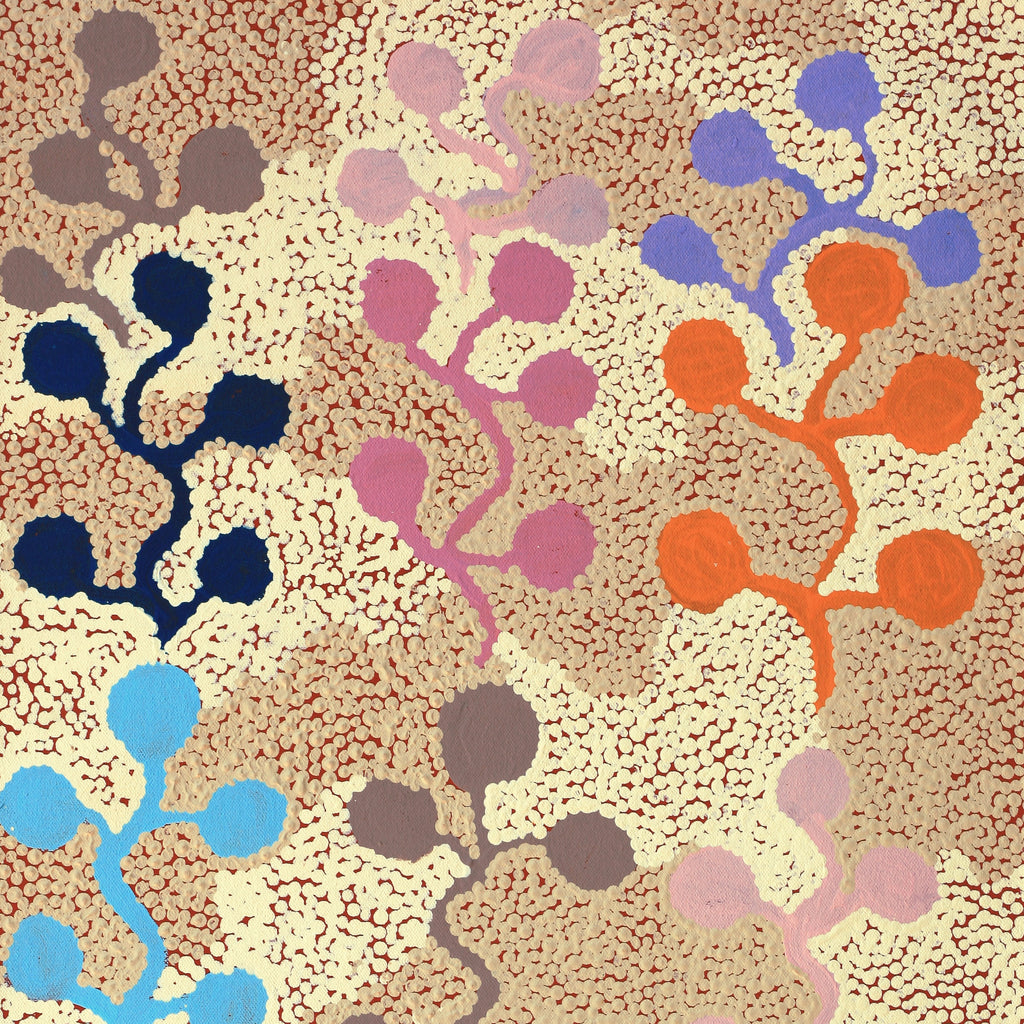 Aboriginal Artwork by Jeannie Wareenie Ross, Bush-flowers and Seeds, 80x40cm - ART ARK®