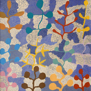 Aboriginal Artwork by Jeannie Wareenie Ross, Bush-flowers and Seeds, 50x50cm - ART ARK®
