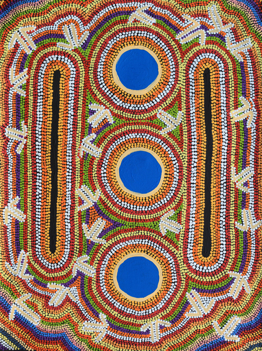 Aboriginal Artwork by Jeffrey Jangala Gallagher, Yankirri Jukurrpa, 61x46cm