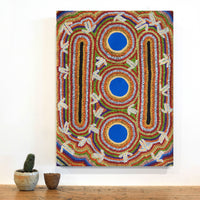 Aboriginal Artwork by Jeffrey Jangala Gallagher, Yankirri Jukurrpa, 61x46cm