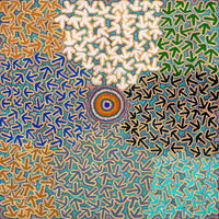 Aboriginal Artwork by Jeffrey Jangala Gallagher, Yankirri Jukurrpa (Emu Dreaming) - Ngarlikurlangu, 107x107cm