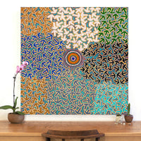 Aboriginal Artwork by Jeffrey Jangala Gallagher, Yankirri Jukurrpa (Emu Dreaming) - Ngarlikurlangu, 107x107cm