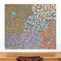 Aboriginal Artwork by Jeffrey Jangala Gallagher, Yankirri Jukurrpa (Emu Dreaming) - Ngarlikurlangu, 122x107cm