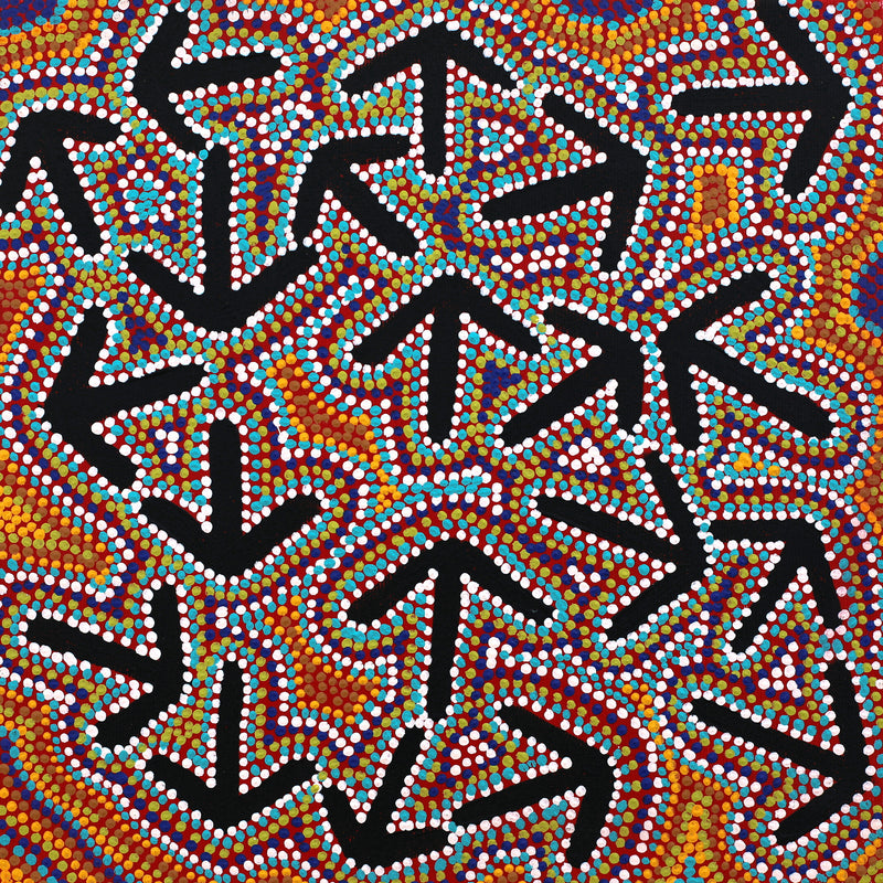 Aboriginal Artwork by Jeffrey Jangala Gallagher, Yankirri Jukurrpa (Emu Dreaming) - Ngarlikurlangu, 30x30cm