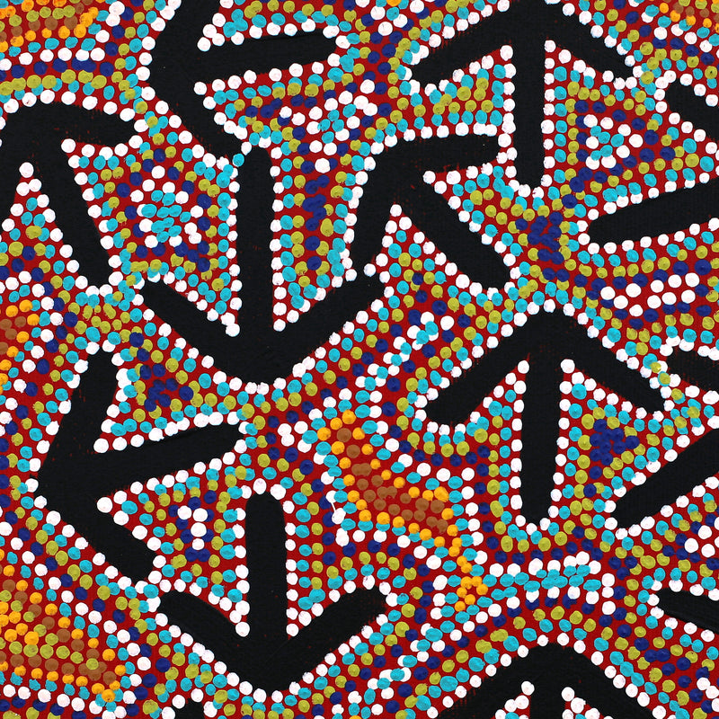 Aboriginal Artwork by Jeffrey Jangala Gallagher, Yankirri Jukurrpa (Emu Dreaming) - Ngarlikurlangu, 30x30cm