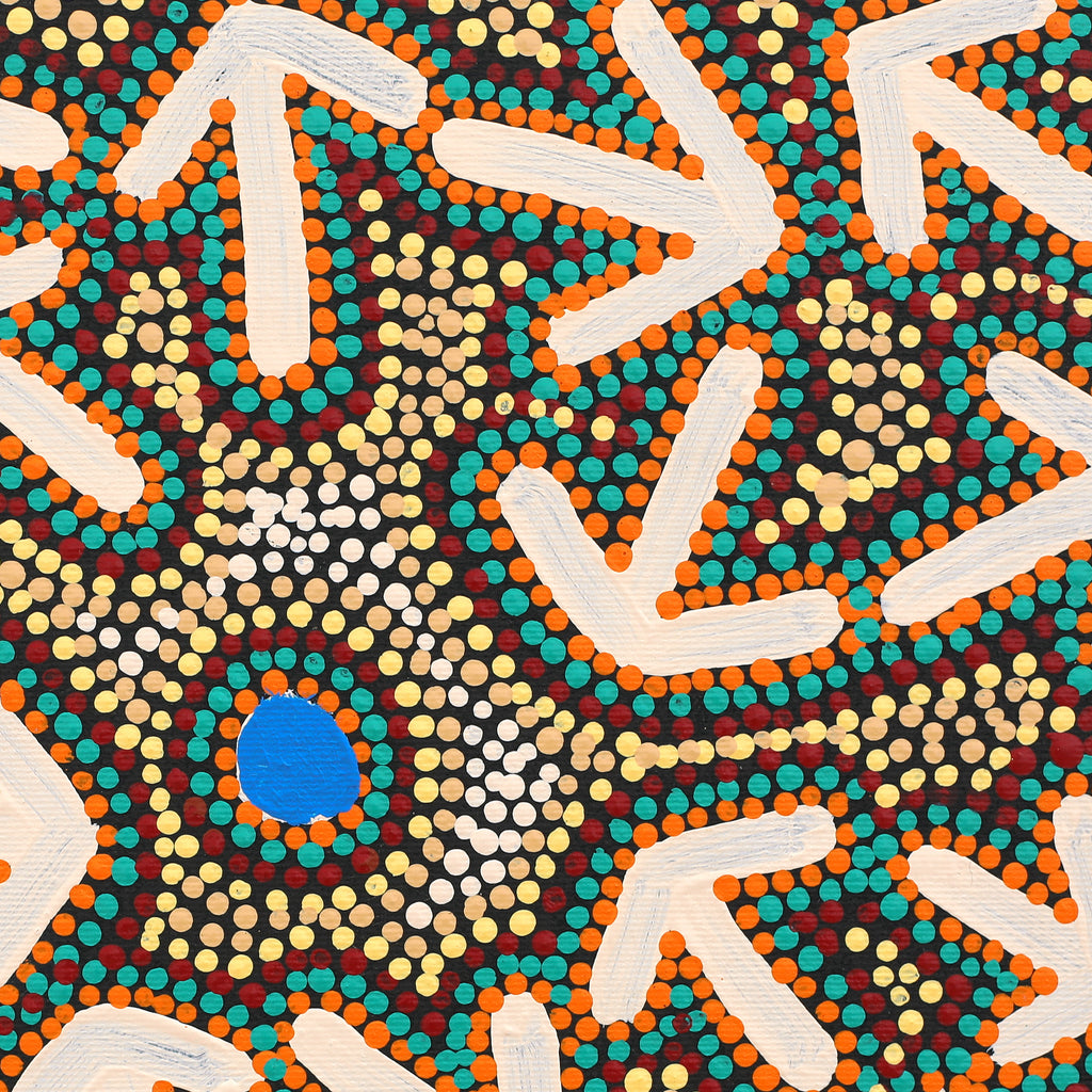 Aboriginal Artwork by Jeffrey Jangala Gallagher, Yankirri Jukurrpa (Emu Dreaming) - Ngarlikurlangu, 30x30cm