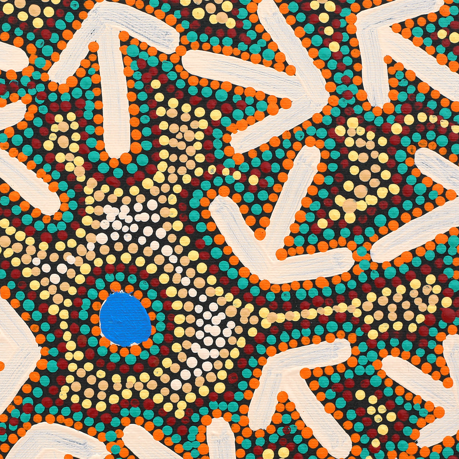 Aboriginal Artwork by Jeffrey Jangala Gallagher, Yankirri Jukurrpa (Emu Dreaming) - Ngarlikurlangu, 30x30cm