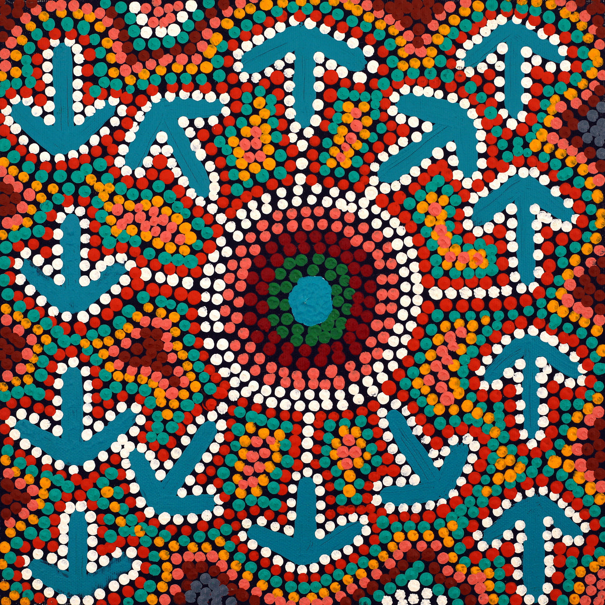 Aboriginal Art by Jeffrey Jangala Gallagher, Yankirri Jukurrpa (Emu Dreaming) - Ngarlikurlangu, 30x30cm - ART ARK®