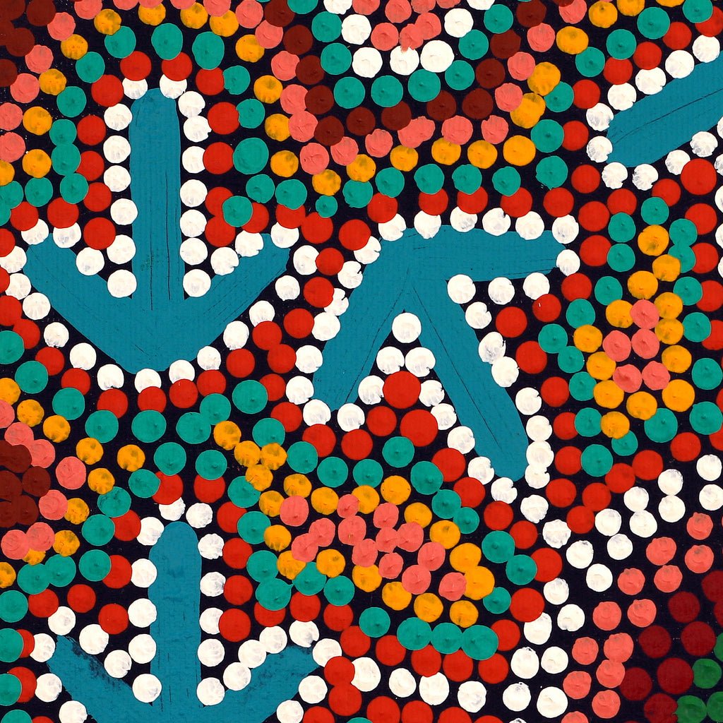 Aboriginal Artwork by Jeffrey Jangala Gallagher, Yankirri Jukurrpa (Emu Dreaming) - Ngarlikurlangu, 30x30cm