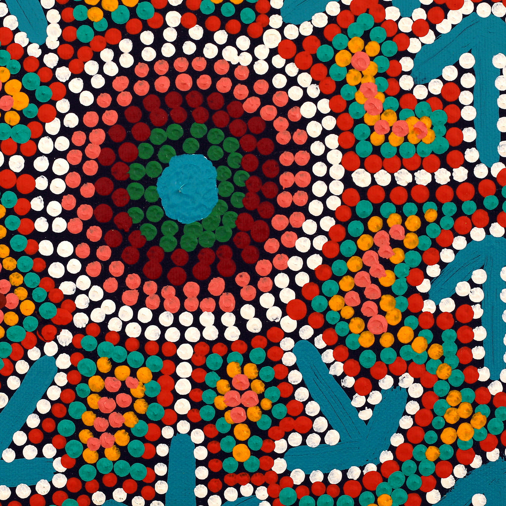 Aboriginal Art by Jeffrey Jangala Gallagher, Yankirri Jukurrpa (Emu Dreaming) - Ngarlikurlangu, 30x30cm - ART ARK®