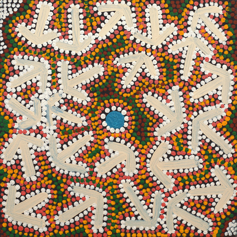 Aboriginal Artwork by Jeffrey Jangala Gallagher, Yankirri Jukurrpa (Emu Dreaming) - Ngarlikurlangu, 30x30cm