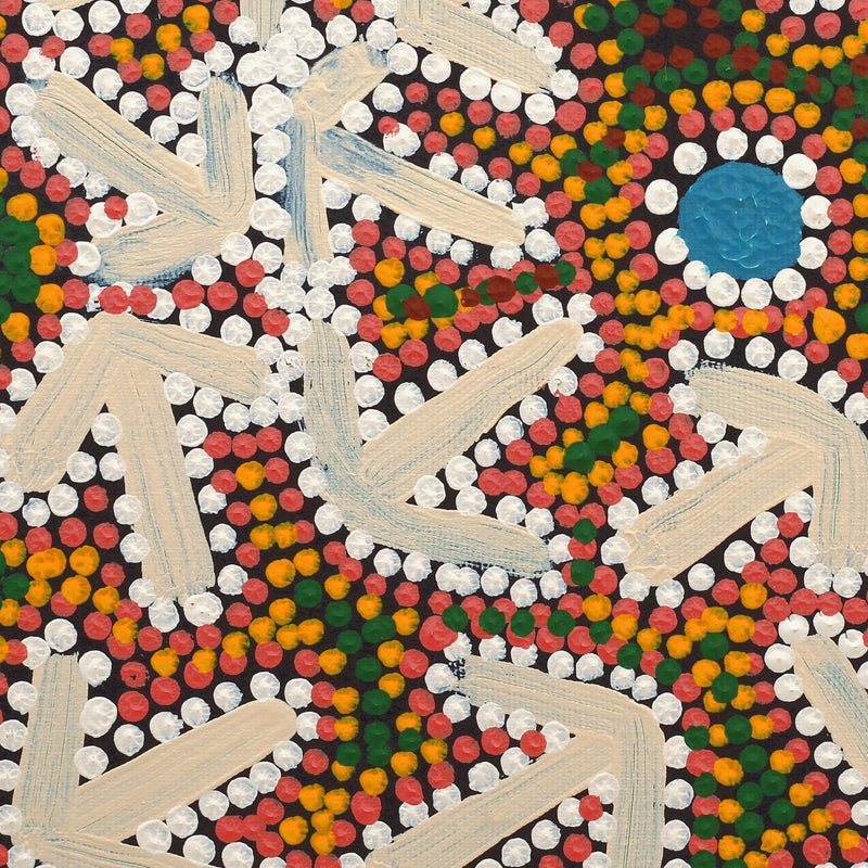 Aboriginal Artwork by Jeffrey Jangala Gallagher, Yankirri Jukurrpa (Emu Dreaming) - Ngarlikurlangu, 30x30cm