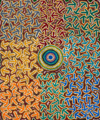 Aboriginal Artwork by Jeffrey Jangala Gallagher, Yankirri Jukurrpa (Emu Dreaming) - Ngarlikurlangu, 91x76cm