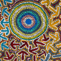 Aboriginal Artwork by Jeffrey Jangala Gallagher, Yankirri Jukurrpa (Emu Dreaming) - Ngarlikurlangu, 91x76cm