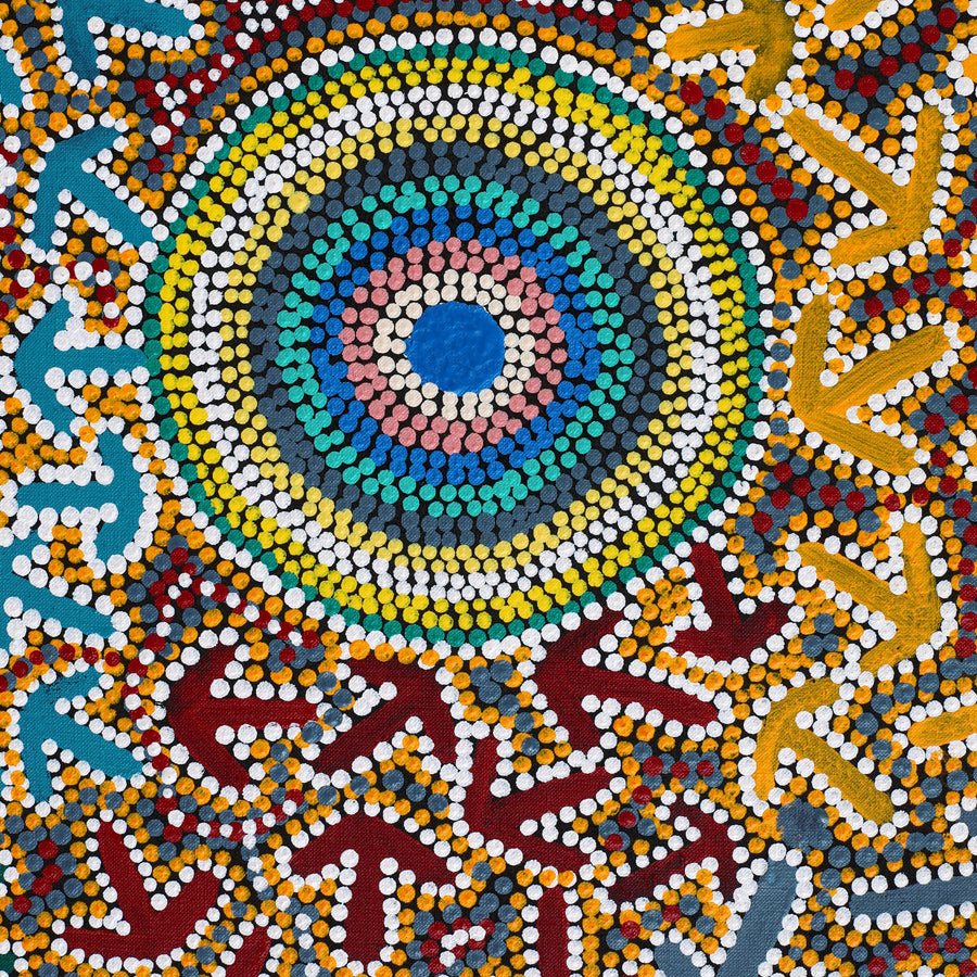 Aboriginal Artwork by Jeffrey Jangala Gallagher, Yankirri Jukurrpa (Emu Dreaming) - Ngarlikurlangu, 91x76cm