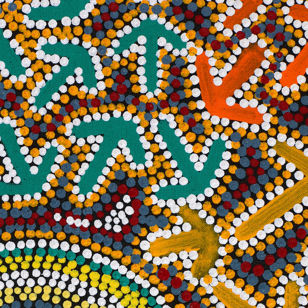 Aboriginal Artwork by Jeffrey Jangala Gallagher, Yankirri Jukurrpa (Emu Dreaming) - Ngarlikurlangu, 91x76cm
