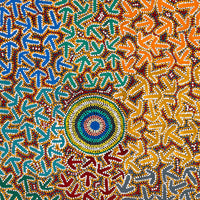 Aboriginal Artwork by Jeffrey Jangala Gallagher, Yankirri Jukurrpa (Emu Dreaming) - Ngarlikurlangu, 91x76cm