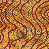 Aboriginal Artwork by Jeffrey Zimran, Tjilpi Kutju Tjukurrpa, 100x40cm