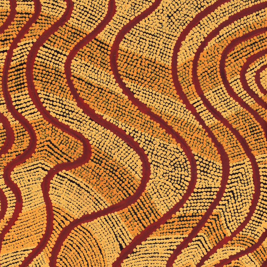 Aboriginal Artwork by Jeffrey Zimran, Tjilpi Kutju Tjukurrpa, 100x40cm