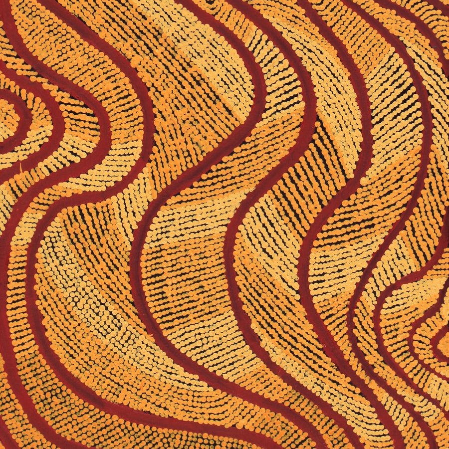 Aboriginal Artwork by Jeffrey Zimran, Tjilpi Kutju Tjukurrpa, 100x40cm
