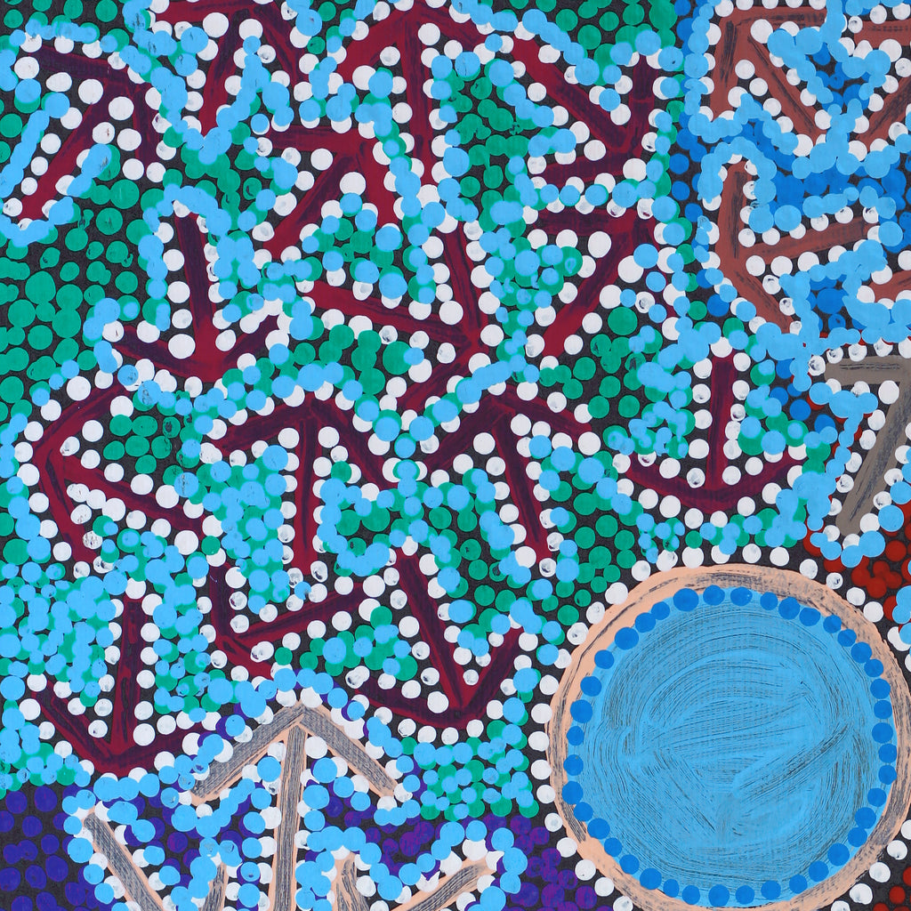 Aboriginal Artwork by Jeffrey Jangala Gallagher, Yankirri Jukurrpa (Emu Dreaming) - Ngarlikurlangu, 30x30cm