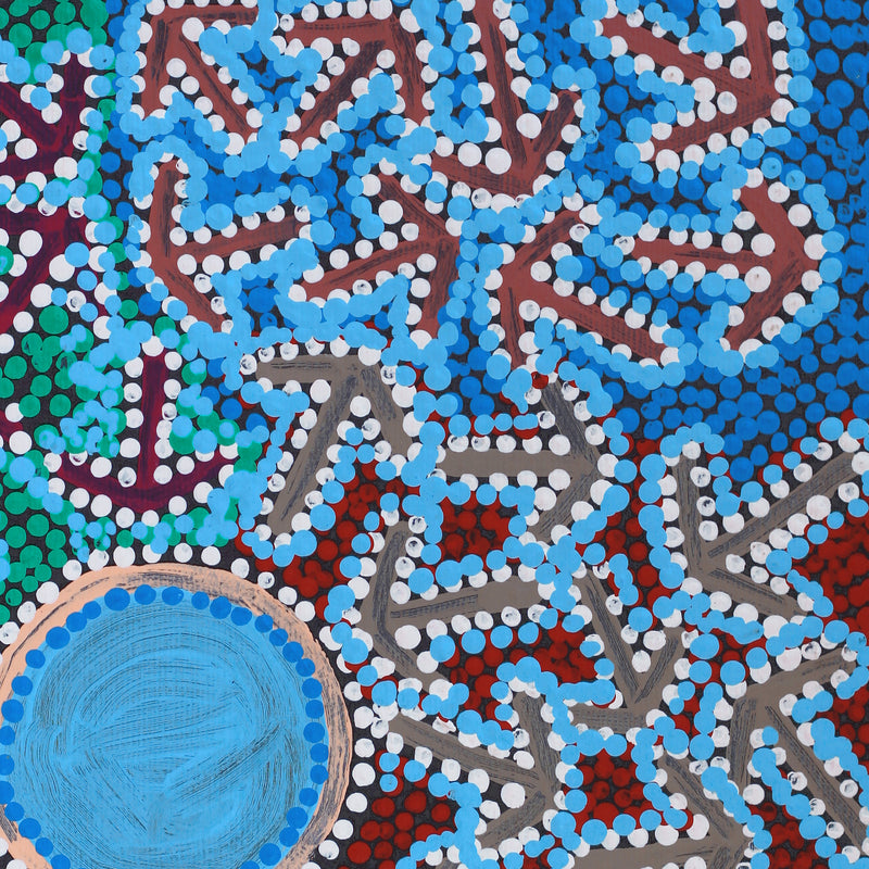 Aboriginal Artwork by Jeffrey Jangala Gallagher, Yankirri Jukurrpa (Emu Dreaming) - Ngarlikurlangu, 30x30cm