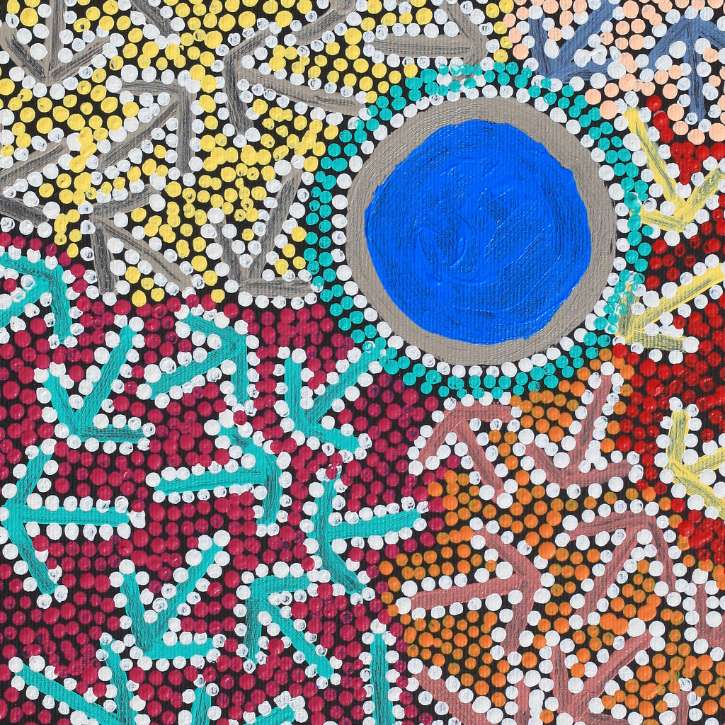 Aboriginal Artwork by Jeffrey Jangala Gallagher, Yankirri Jukurrpa (Emu Dreaming) - Ngarlikurlangu, 30x30cm