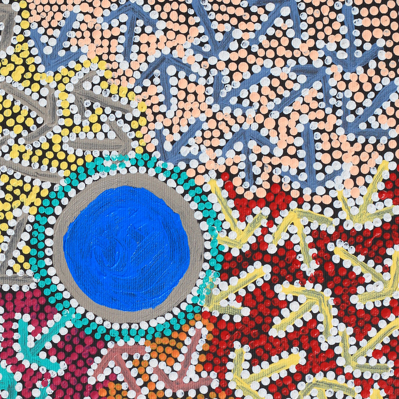 Aboriginal Artwork by Jeffrey Jangala Gallagher, Yankirri Jukurrpa (Emu Dreaming) - Ngarlikurlangu, 30x30cm
