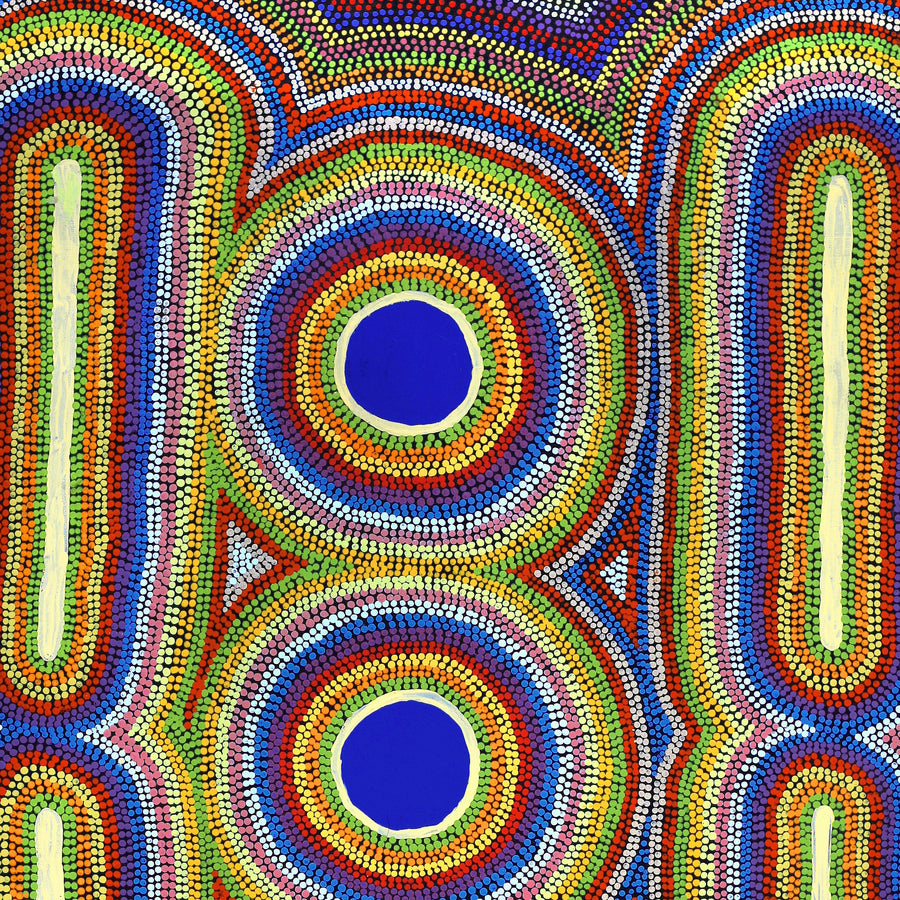 Aboriginal Artwork by Jeffrey Jangala Gallagher, Yankirri Jukurrpa (Emu Dreaming), 91x76cm