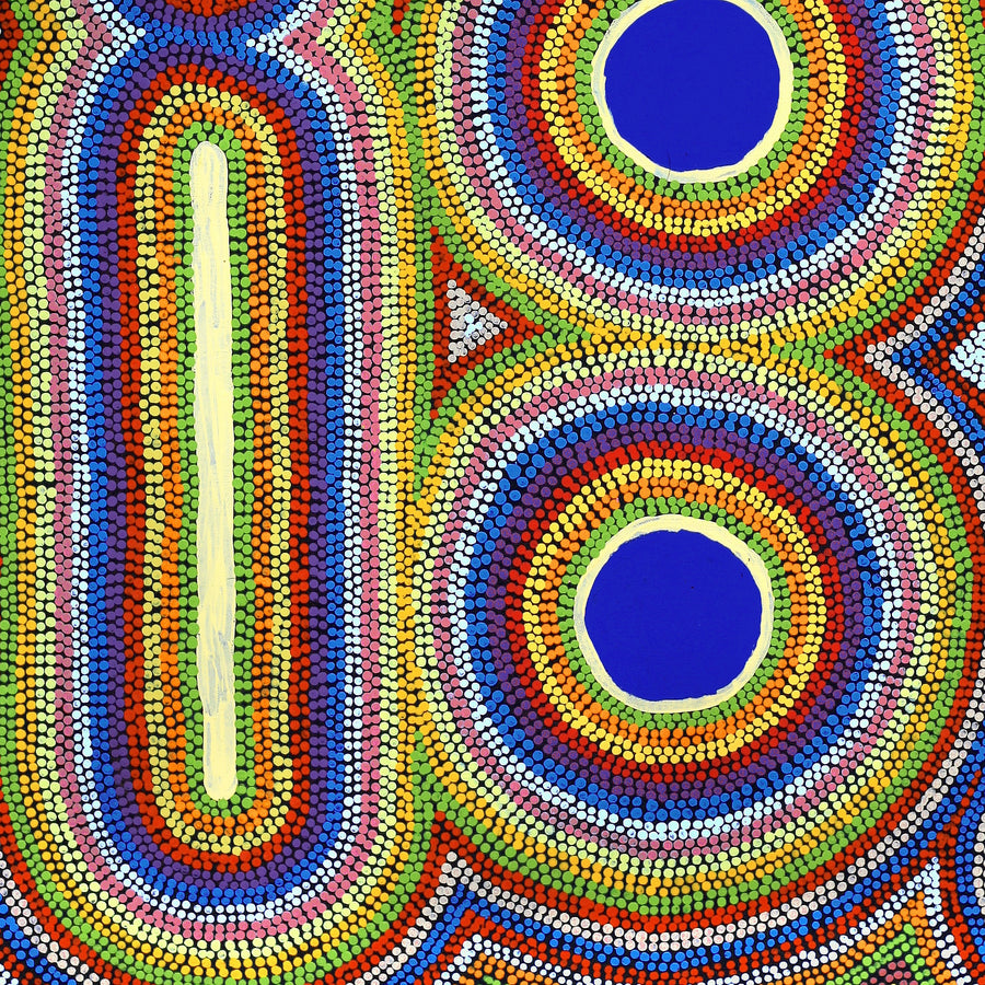 Aboriginal Artwork by Jeffrey Jangala Gallagher, Yankirri Jukurrpa (Emu Dreaming), 91x76cm
