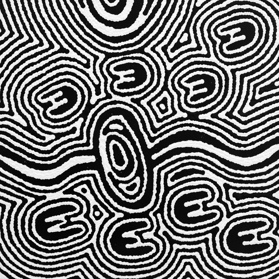 Aboriginal Artwork by Janelle Napurrurla Wilson, Janganpa Jukurrpa (Brush-tail Possum Dreaming) - Mawurrji, 30x30cm