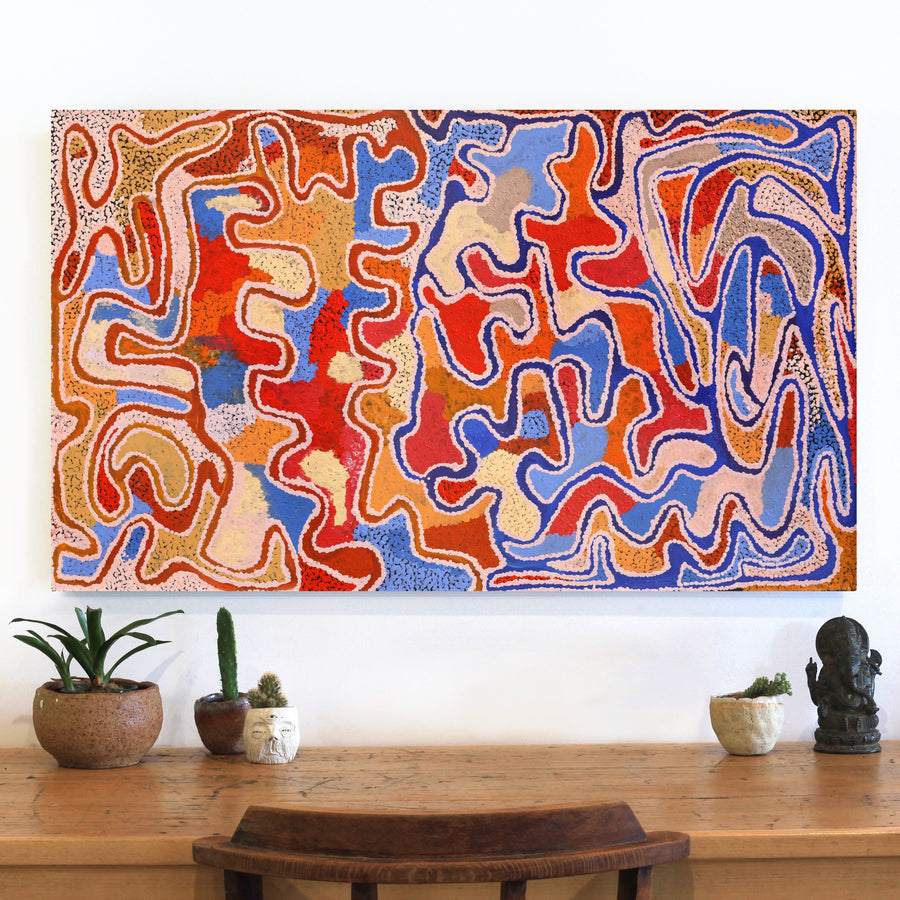 Aboriginal Artwork by Jennifer Mintaya Connelly Ward, Minyma Kutjara, 101x61cm