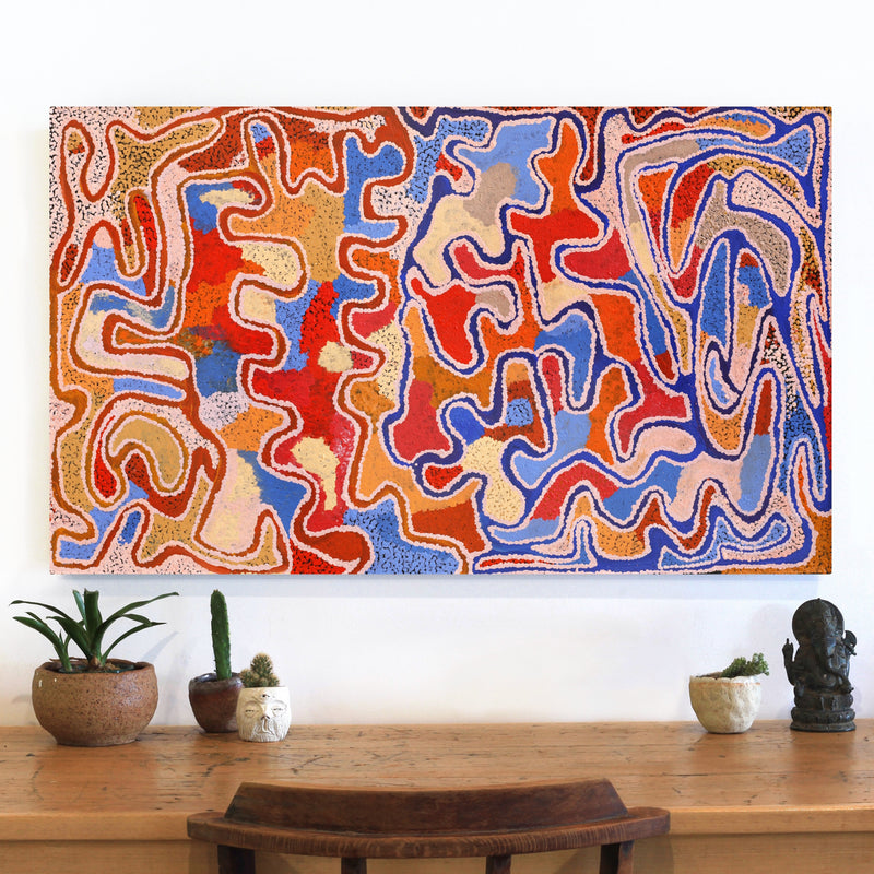 Aboriginal Artwork by Jennifer Mintaya Connelly Ward, Minyma Kutjara, 101x61cm