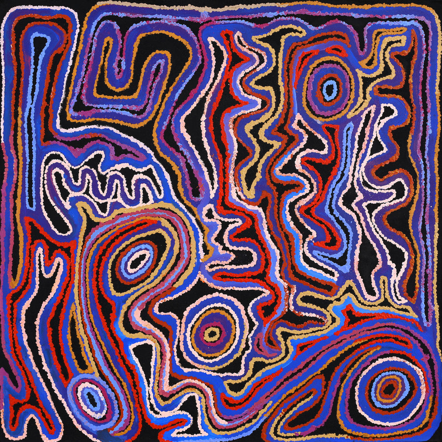 Aboriginal Artwork by Jennifer Mintaya Connelly Ward, Minyma Kutjara, 91x91cm