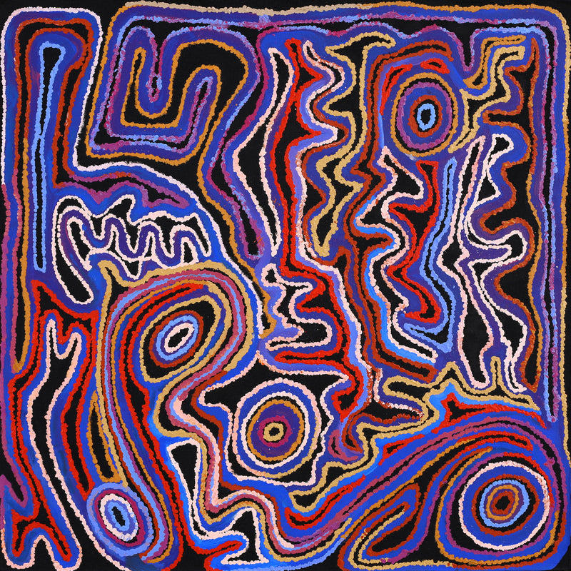Aboriginal Artwork by Jennifer Mintaya Connelly Ward, Minyma Kutjara, 91x91cm