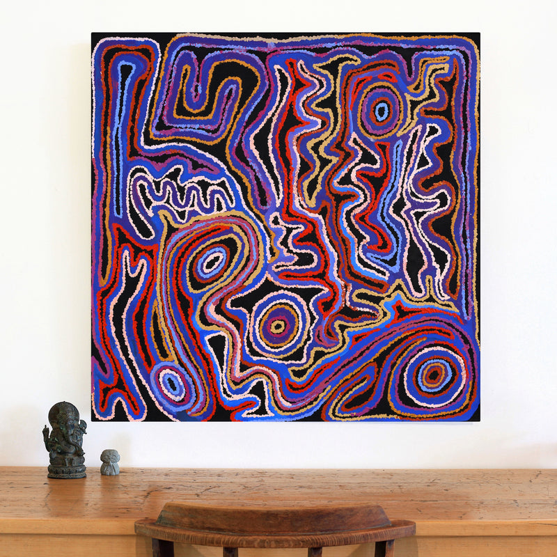 Aboriginal Artwork by Jennifer Mintaya Connelly Ward, Minyma Kutjara, 91x91cm