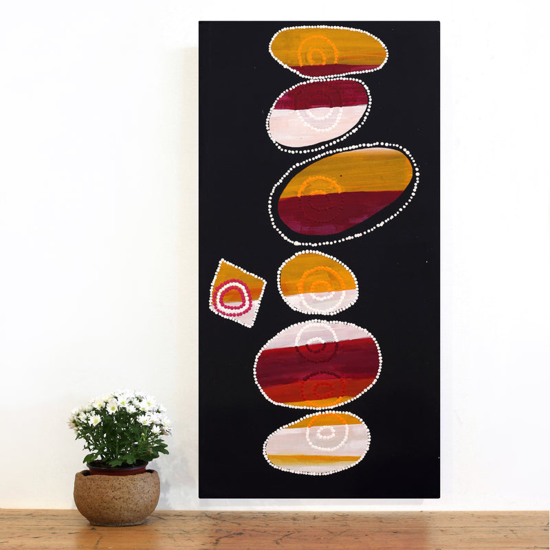 Aboriginal Artwork by Jennifer Mintaya Connelly Ward, Kungkarangkalpa (Seven Sisters Story), 91x46cm