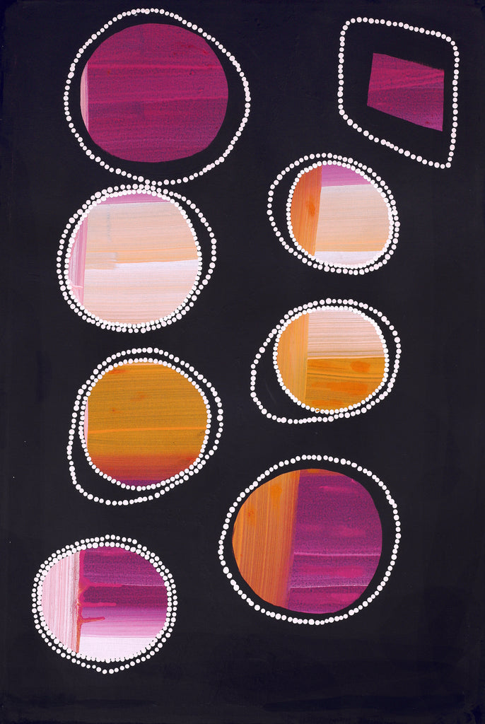 Aboriginal Artwork by Jennifer Mintaya Connelly Ward, Kungkarangkalpa (Seven Sisters Story), 91x61cm