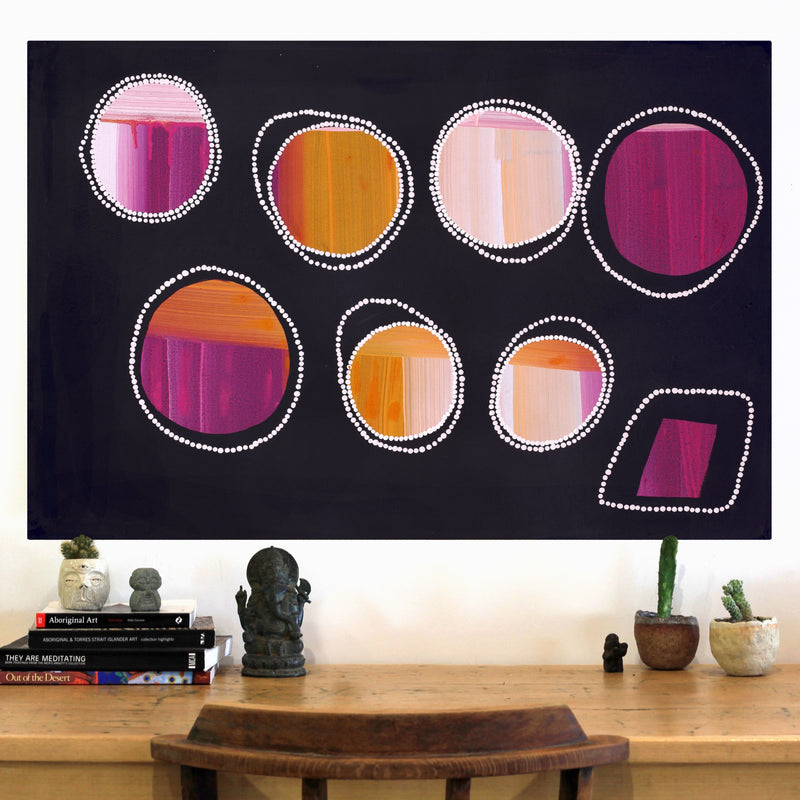 Aboriginal Artwork by Jennifer Mintaya Connelly Ward, Kungkarangkalpa (Seven Sisters Story), 91x61cm