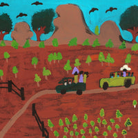 Aboriginal Artwork by Jennifer Forbes, Hunting, 107.5x48cm
