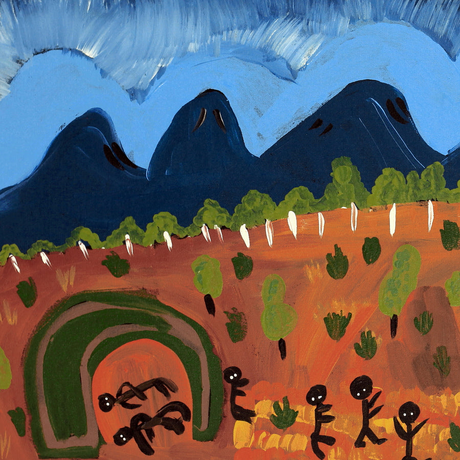 Aboriginal Artwork by Jennifer Forbes, Swimming, 91x45cm