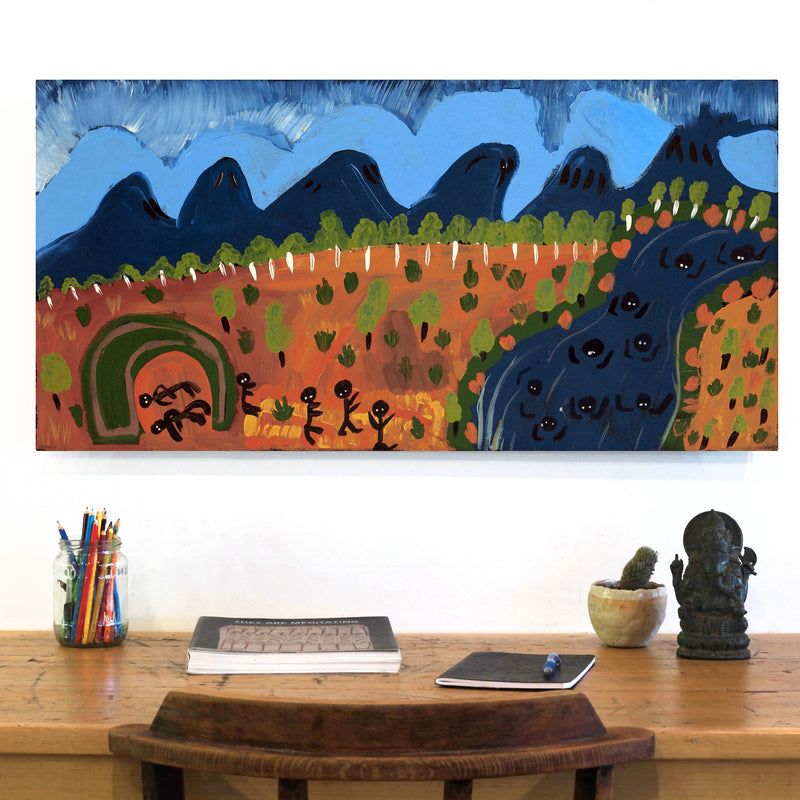Aboriginal Artwork by Jennifer Forbes, Swimming, 91x45cm
