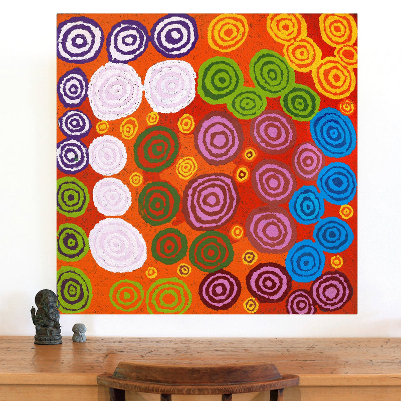 Aboriginal Artwork by Jennifer Forbes, Kungkarangkalpa (Seven Sisters Story), 91x91cm