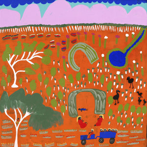 Aboriginal Art by Jennifer Forbes, Bush trip to my homelands, 91x91cm - ART ARK®